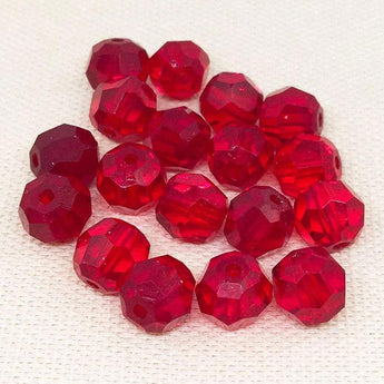 20 Vintage Siam Red German Faceted Glass Beads