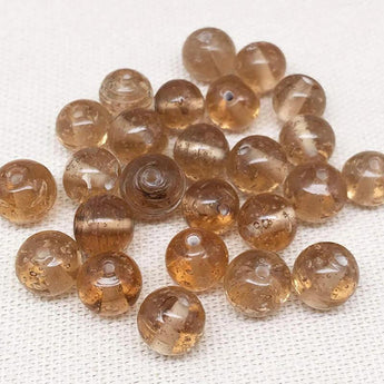 25 Vintage Handmade Champagne Round Glass Beads 8mm