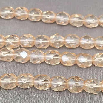 50 Champagne Yellow Czech Faceted Glass Beads