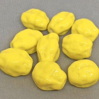 4 Vintage Yellow Japan Baroque Glass Beads