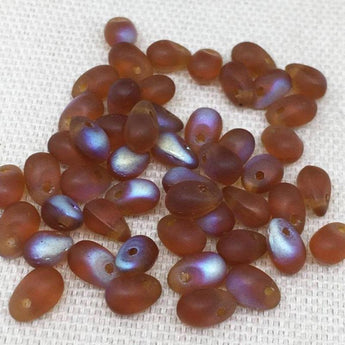 50 AB Matte Topaz Czech Drop Glass Beads