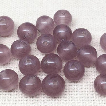 25 Mauve Creamy Purple Round Glass Beads