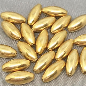 20 Vintage Solid Brass Oval Metal Beads