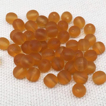 50 Matte Topaz Czech Round Glass Beads