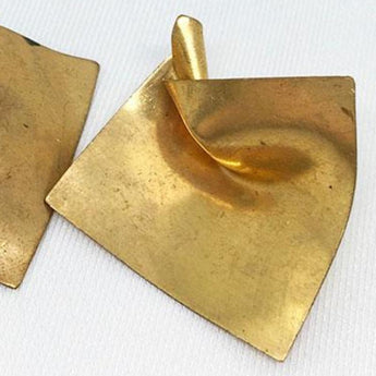 4 Vintage Warped Brass Square Stampings