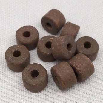 10 Vintage Handmade Rustic Brown Greek Porcelain Beads