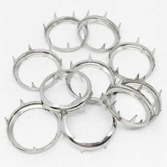 10 Vintage Silver Plated Round Metal Settings