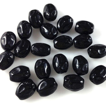 24 Vintage Etched Black Czech Oval Glass Beads