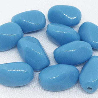 10 Vintage Blue Japan Oval Glass Beads