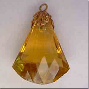 1 Vintage Topaz Faceted Crystal Glass Pendant