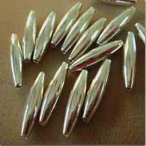 20 Long Oval Silver Plated Metal Beads