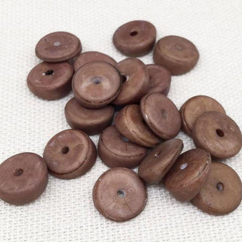 20 Vintage RARE Brown Japan Slanted Disc Glass Beads