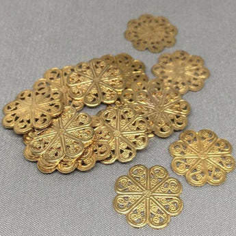 10 Vintage Solid Fancy Brass Filigree Metal Findings