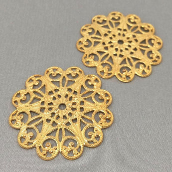 4 Vintage Brass Filigree Metal Findings