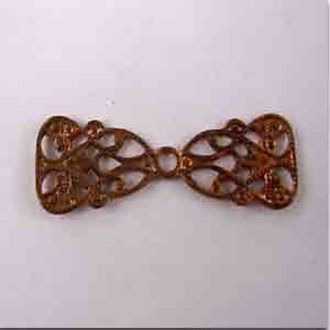 6 Vintage Red Brass Bow Tie Filigree Metal Stampings