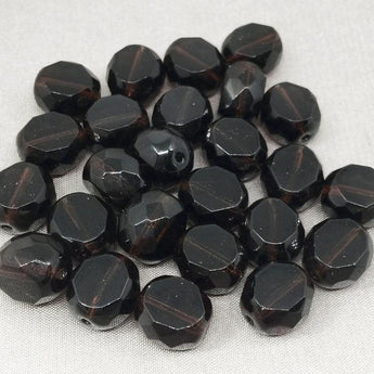 25 Dark Chocolate Brown Czech Coin Glass Beads