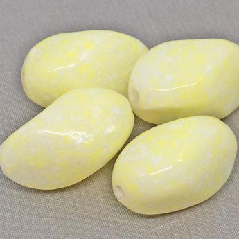 4 Vintage Buttercream Yellow Japan Glass Beads