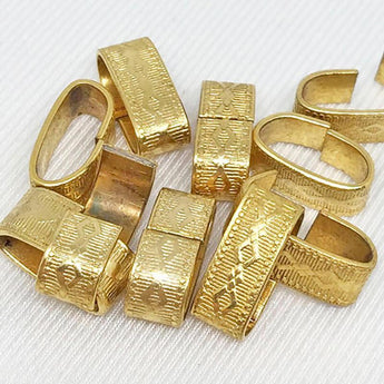 10 Vintage Etched Gold Plated Metal Links Leather Spacers