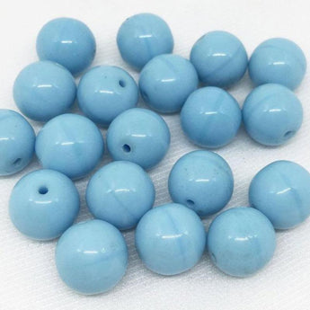 20 Vintage Baby Blue Czech Round Glass Beads