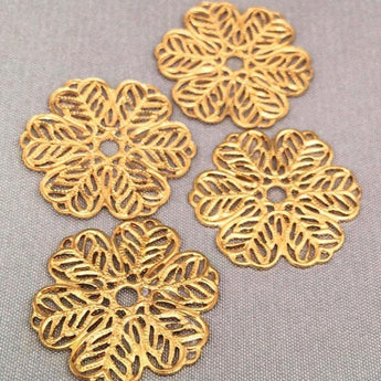 10 Vintage Solid Gold Filigree Metal Findings