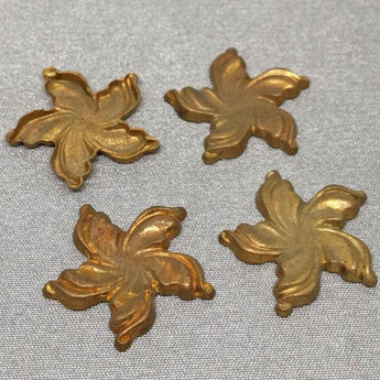 4 Vintage Brass Starfish Stamping Metal Findings