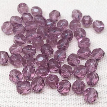 50 Light Purple Czech Glass Faceted Beads