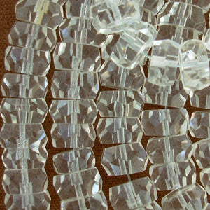 12 Vintage Faceted Clear Crystal Rondelle Glass Beads #8020