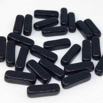 25 Black Czech Rectangle Glass Beads