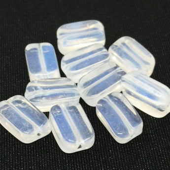 10 Vintage Opalescent White Japan Rectangle Glass Beads