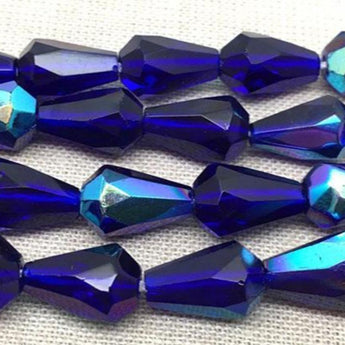 24 AB Cobalt Blue Czech Teardrop Glass Beads