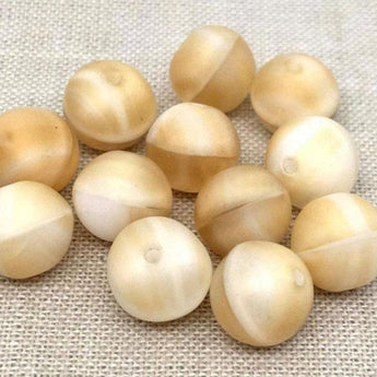 10 Vintage Matte White Beige German Round Glass Beads