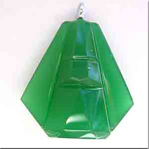 1 Vintage Jadeite Green Deco Glass Pendant    # 8884