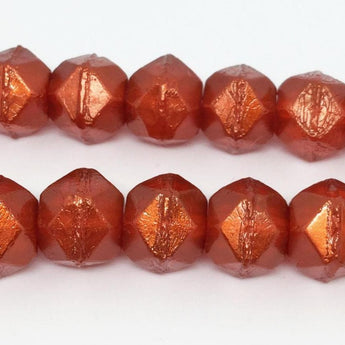 25 Mandarin Orange Czech English Cut Nugget Glass Beads