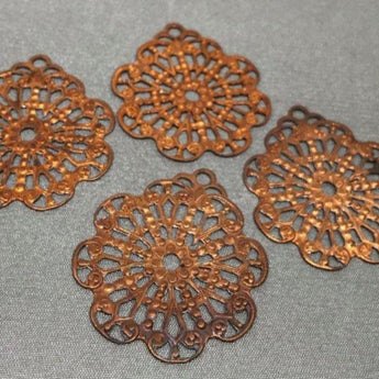 4 Copper Plated Filigree Pendants