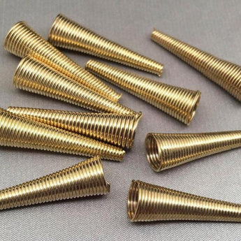 10 Light Gold Spring Metal Cone Bead Caps