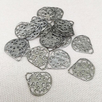 20 Vintage Silver Filigree Metal Findings