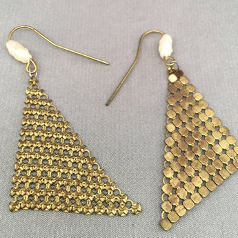 4 Vintage Brass Mesh Earring Dangles