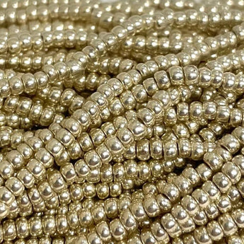 1 Hank Silver Metallic Czech Glass Seed Beads