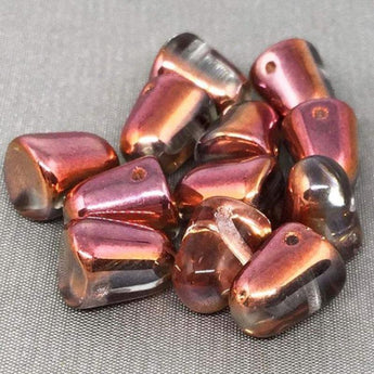 6 Magic Red Czech Gumdrop Glass Beads