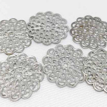 20 Vintage Silver Plated Filigree Metal Findings