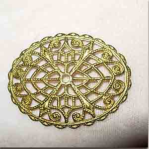 2 Vintage Brass Large Oval Filigree Jewelry Stampings #8987