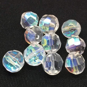 10 Vintage AB Clear Czech Disco Round Glass Beads