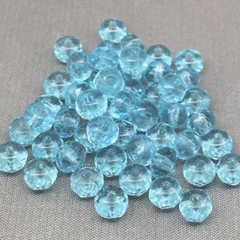 25 Aqua Blue Faceted Rondelle Glass Beads