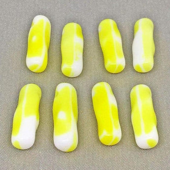 10 Vintage White Yellow German Drop Glass Beads