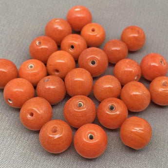 25 Vintage Orange Japan Round Czech Glass Beads