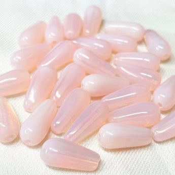 12 Vintage Czech Light Pink Teardrop Glass Beads