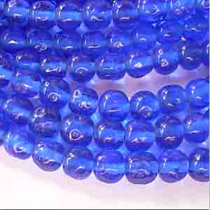 8 Vintage Japan Dark Sapphire Dimpled Beads Cherry Brand #8135