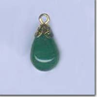 2 Vintage Green Jade Japan Drop Glass Pendants #200291