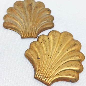 4 Vintage Brass Shell Metal Stampings