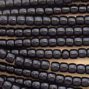 50 Vintage Black Barrel Glass Beads